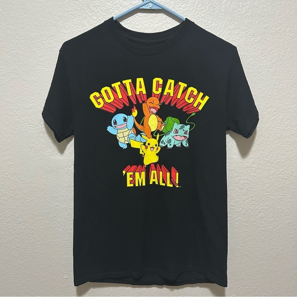Pokémon Starter Squad Tee Women’s Retro Anime Shirt Size Small Black
